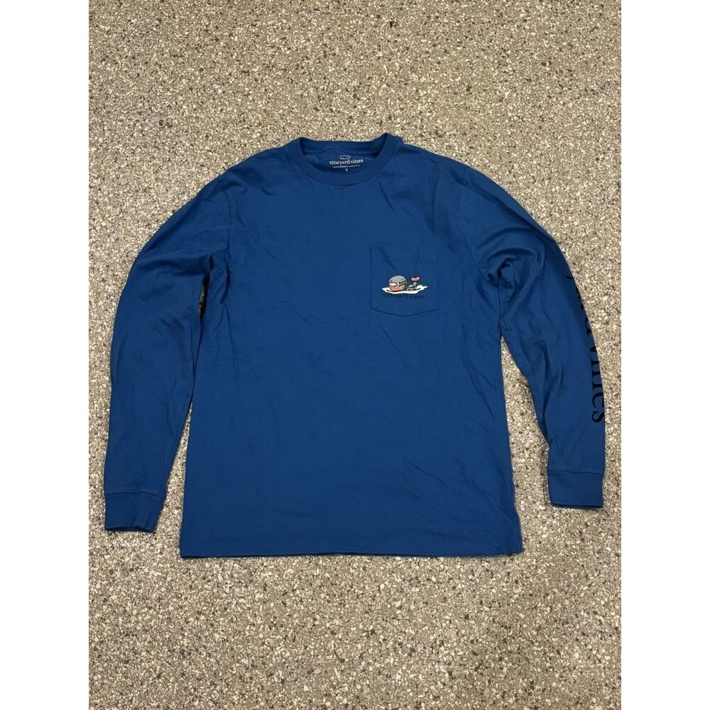 Vineyard Vines Mens Blue Long Sleeve Ski Graphic Tee Size Small